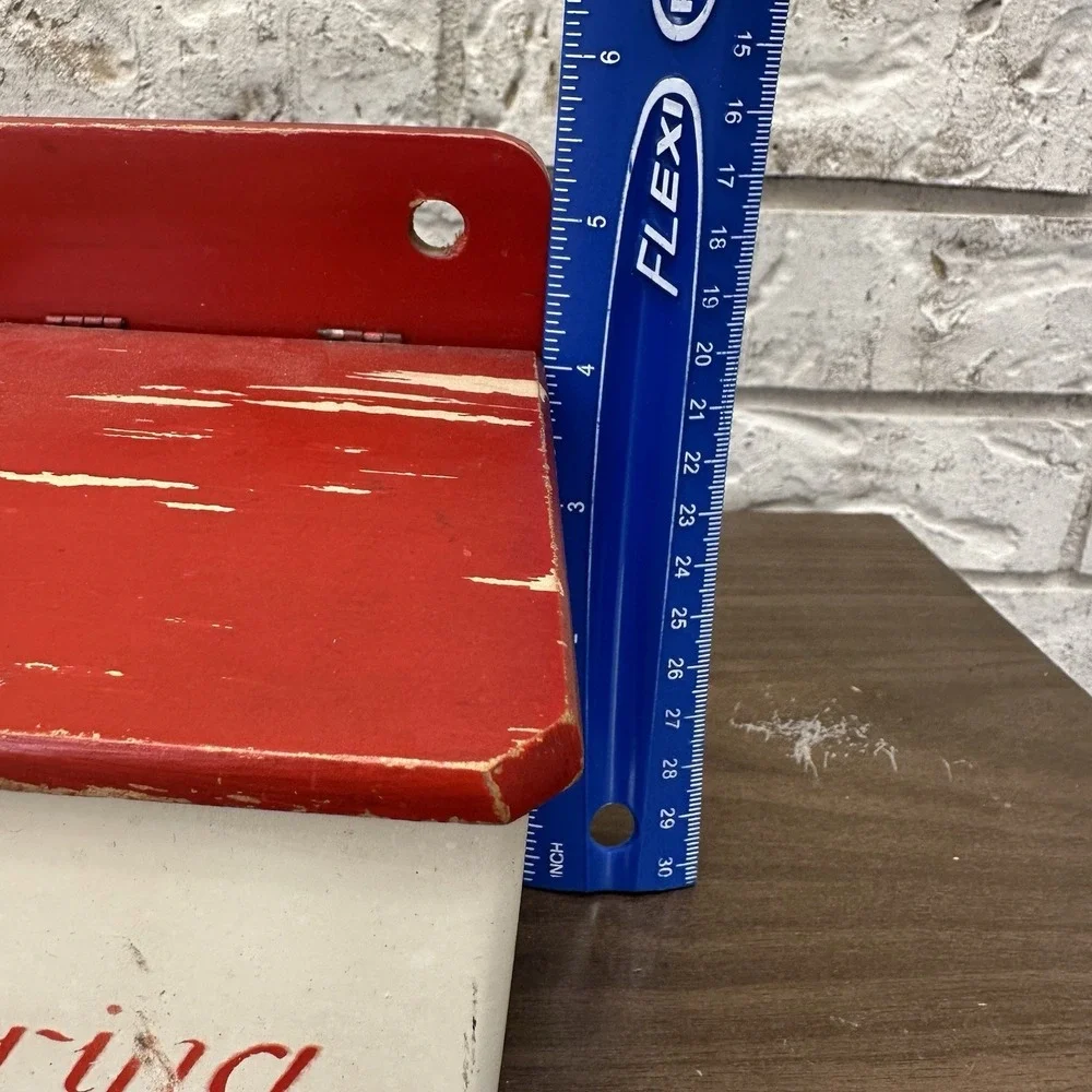 Vintage‎ red & white wall-mounted Wooden kitchen sal & harina containers Holder
